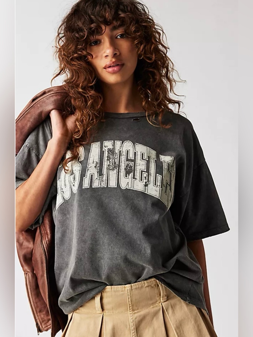 Free People x vintage canvas distressed vintage wash Los Angeles tee